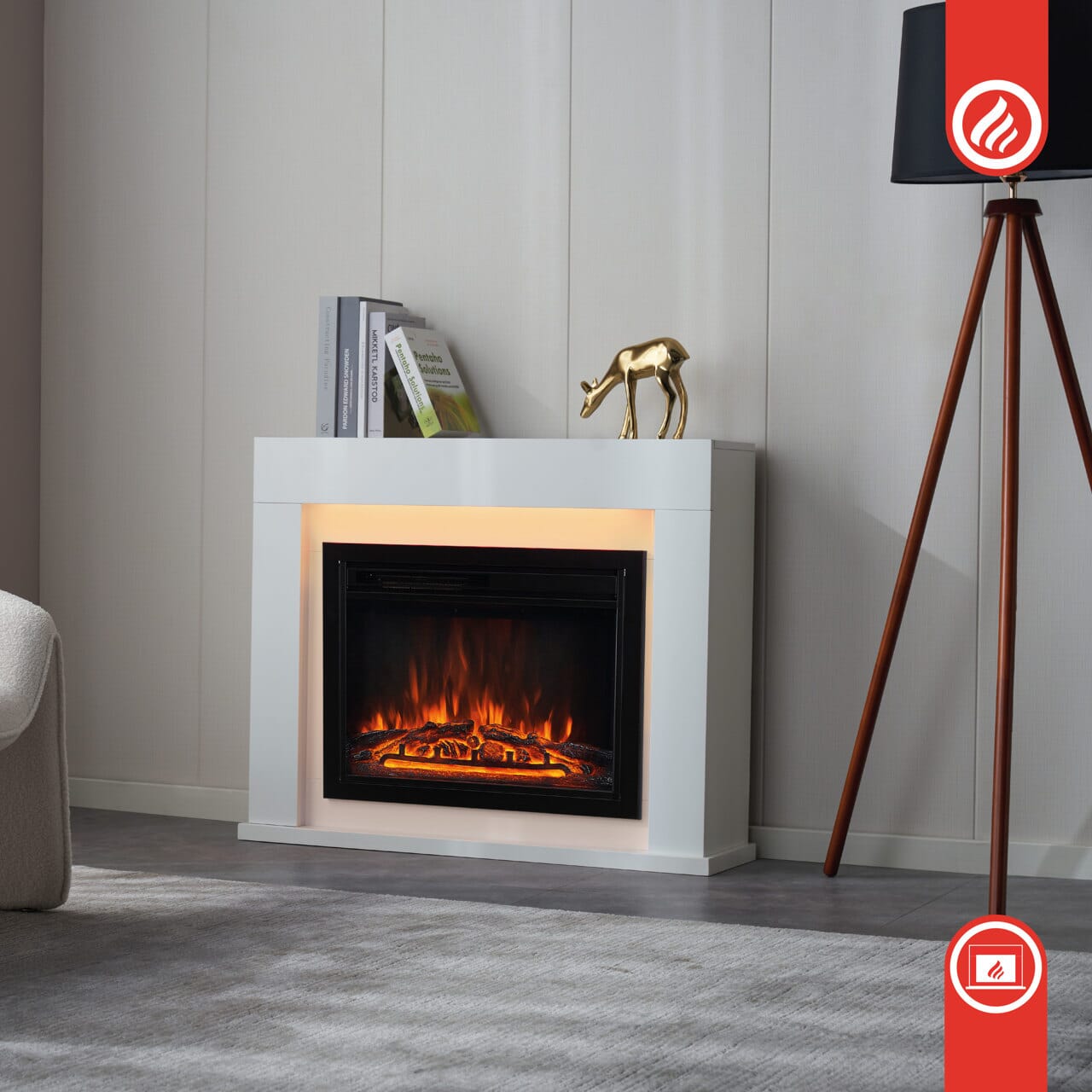 KAMINIO Elektrokamin MATTI Heizung, 3D-Flammeneffekt Weiss
