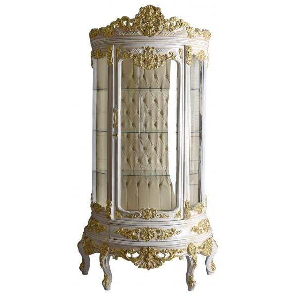 BAROCK VITRINE HALBRUND VITRINENSCHRANK ANTIK STANDVITRINE ROKOKO SCHRANK MASSIVHOLZ - Palo24