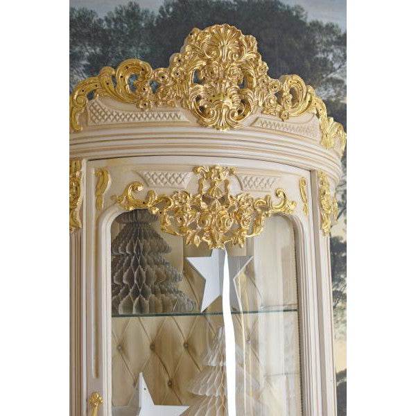 BAROCK VITRINE HALBRUND VITRINENSCHRANK ANTIK STANDVITRINE ROKOKO SCHRANK MASSIVHOLZ - Palo24