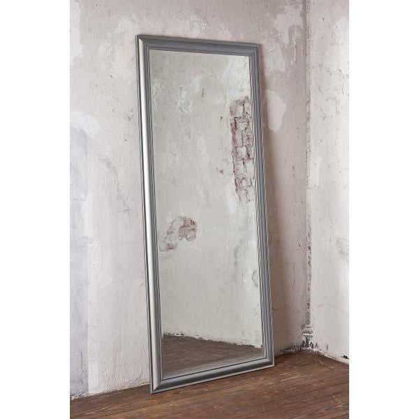 Wandspiegel Holzrahmen schlicht silber 80x180cm