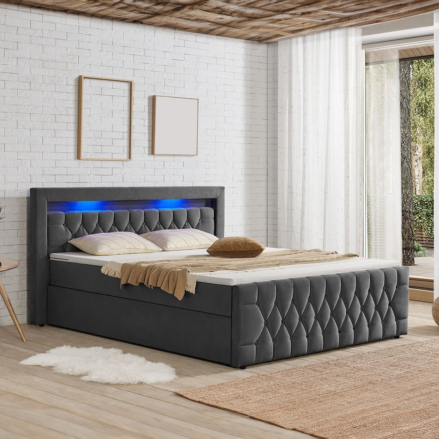 Boxspringbett 140x200 cm - Grau