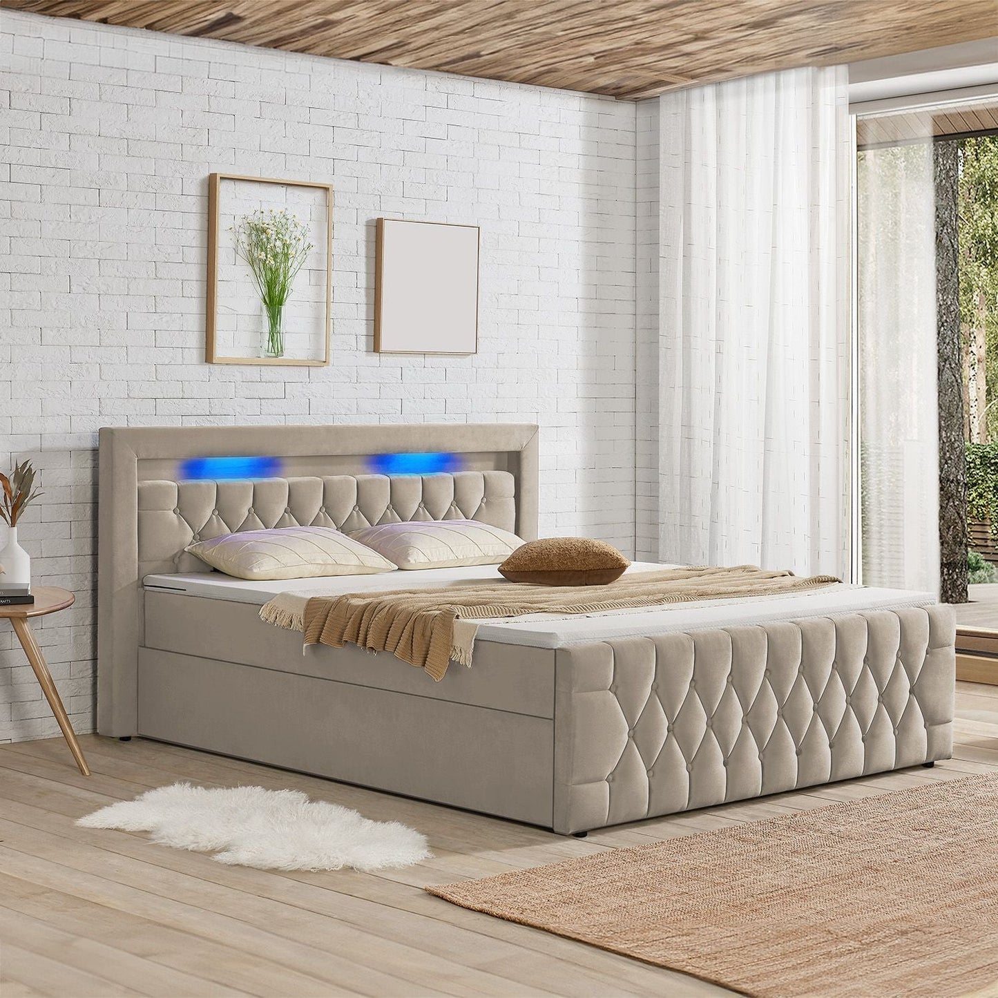 Boxspringbett 180x200 cm - Beige