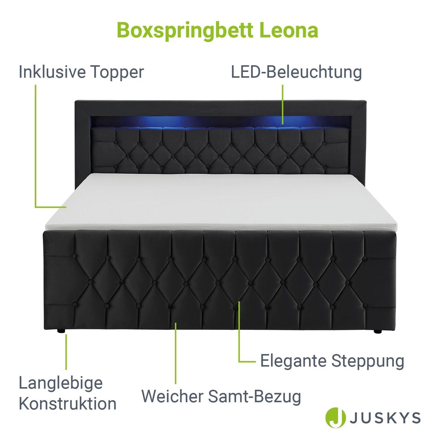 Boxspringbett 180x200 cm - Schwarz