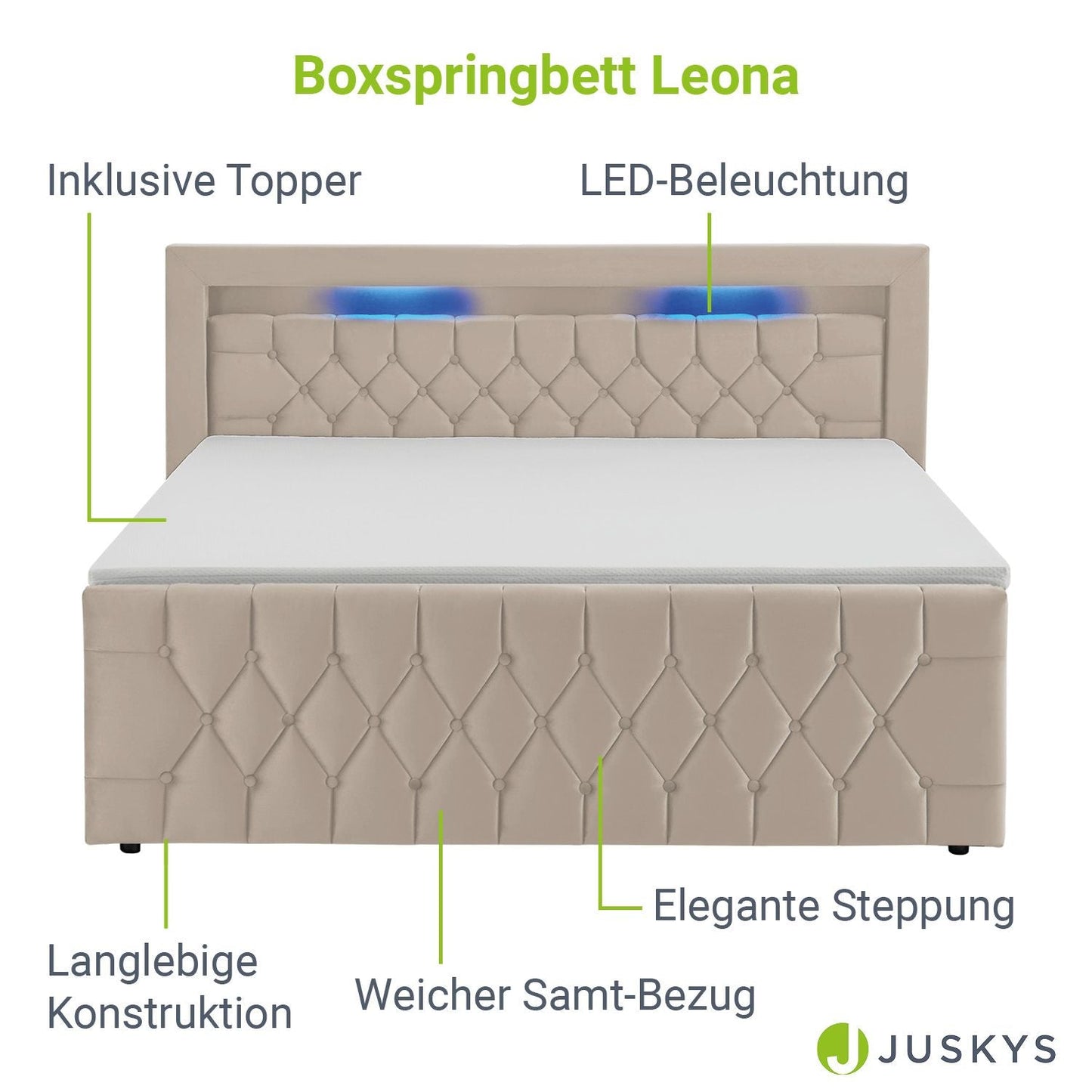 Boxspringbett 140x200 cm - Beige