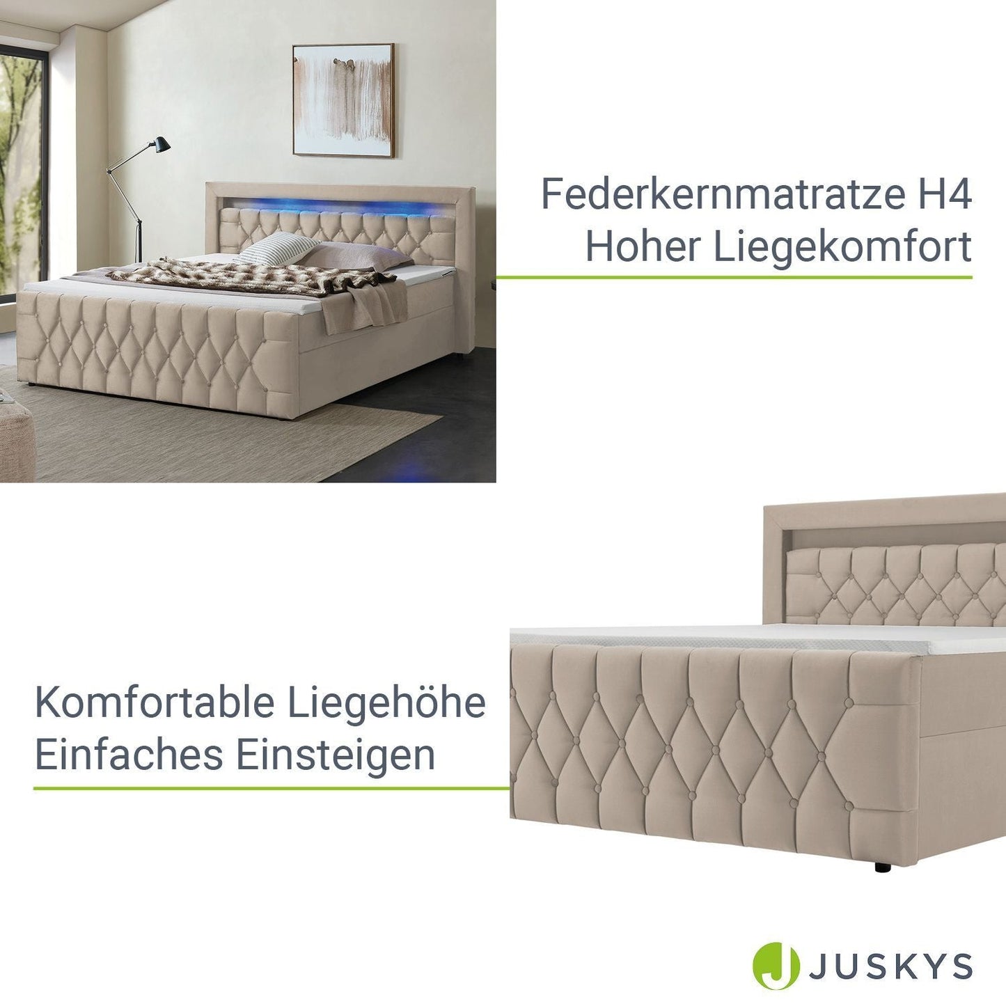 Boxspringbett 180x200 cm - Beige