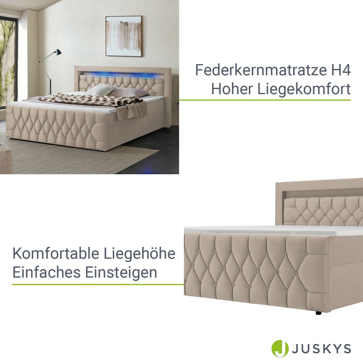Boxspringbett 140x200 cm - Beige
