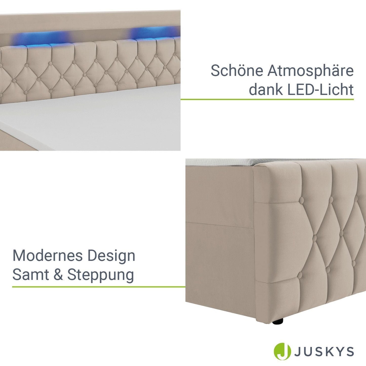Boxspringbett 180x200 cm - Beige