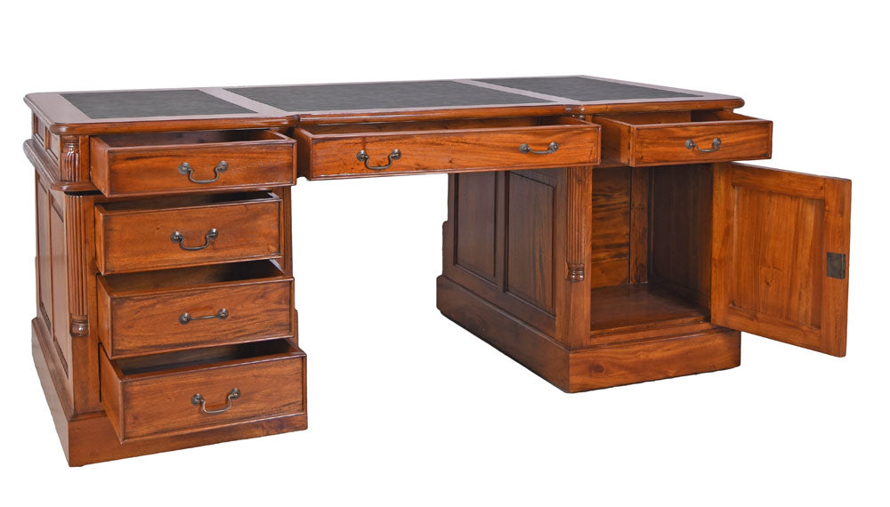 Kolonial Doppel Schreibtisch Partnerdesk Antik Empire