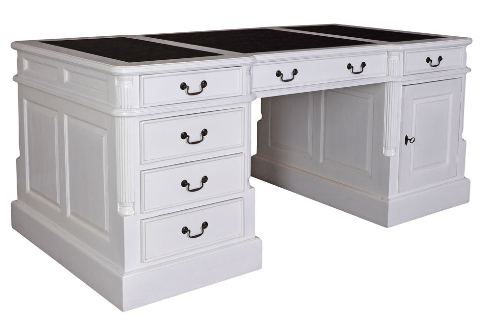 Vintage Partnerdesk Doppelschreibtisch Shabby Chic Weiss