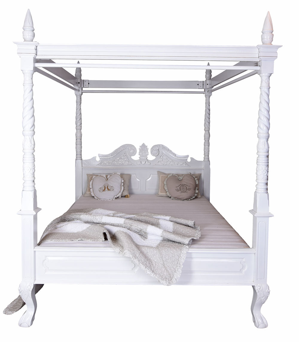 Himmelbett Shabby Chic Mahagoni Vintage Weiss