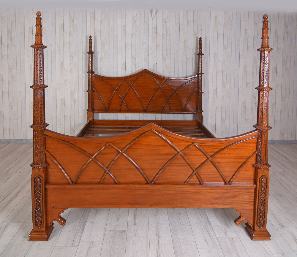Doppelbett massives Mahagoni Antik Himmelbett 180x200cm