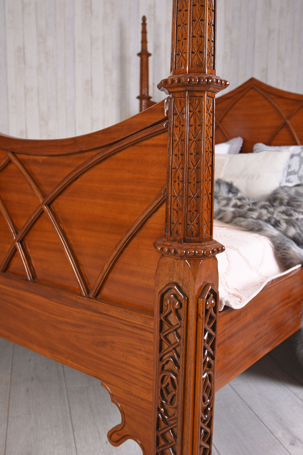 Doppelbett massives Mahagoni Antik Himmelbett 180x200cm