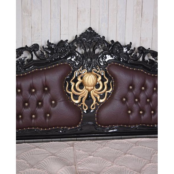 Steampunk Mahagoni Krake Massivholz Himmelbett 180x200cm
