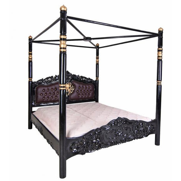 Steampunk Mahagoni Krake Massivholz Himmelbett 180x200cm