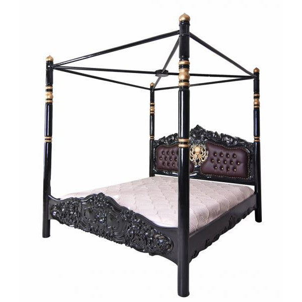 Steampunk Mahagoni Krake Massivholz Himmelbett 180x200cm