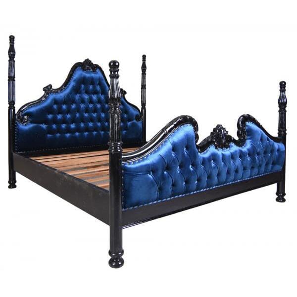 XXL Säulenbett Barock Doppelbett 180x200cm Schwarz
