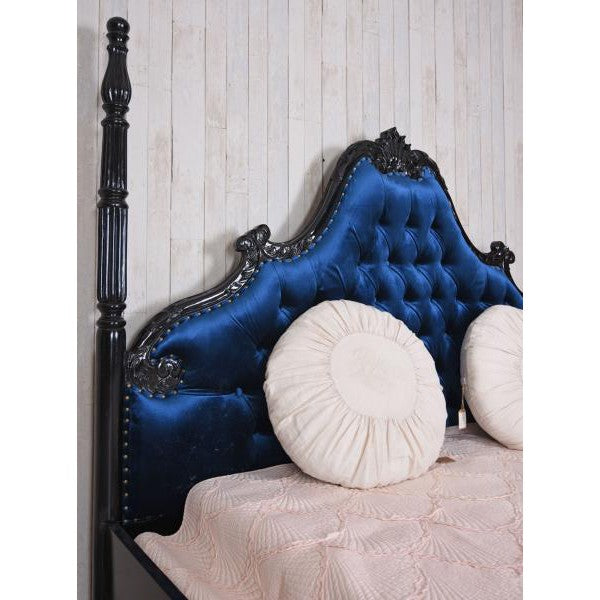 XXL Säulenbett Barock Doppelbett 180x200cm Schwarz