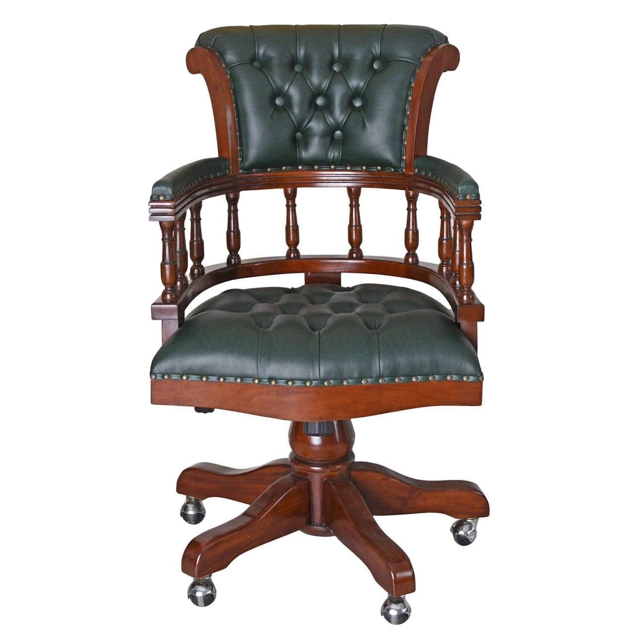 Bürosessel Mahagoniholz Drehstuhl Retro Chefsessel Antik
