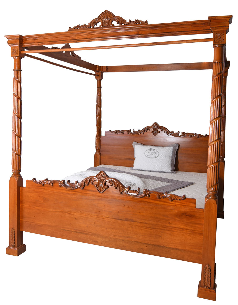 Mahagoni Himmelbett Massivholz Doppelbett Antik Ehebett 180x200cm