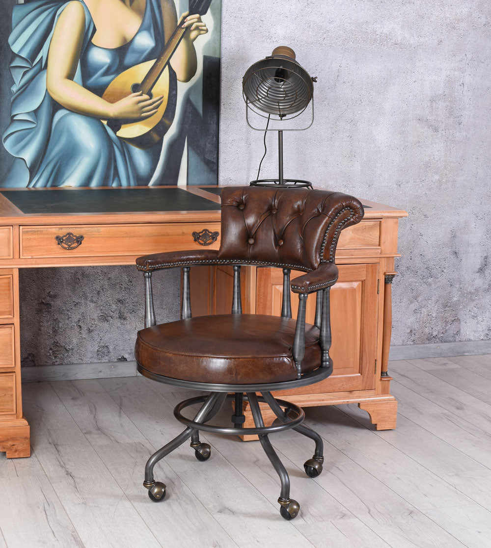 Bürostuhl Chesterfield Echtleder