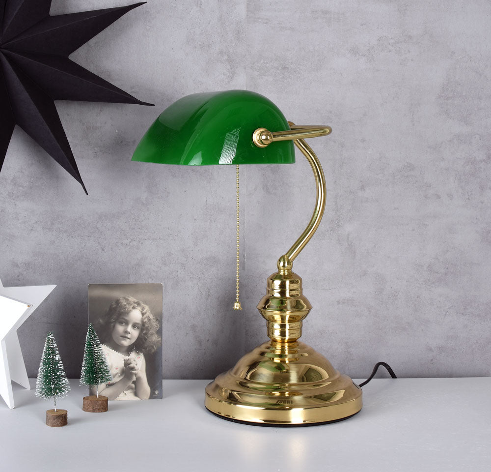 Banker Lampe Schreibtischlampe Vintage Grün