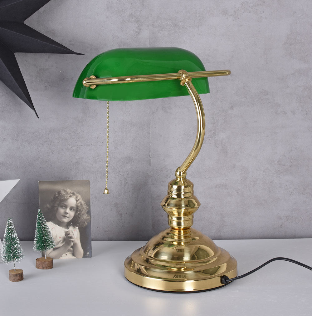 Banker Lampe Schreibtischlampe Vintage Grün