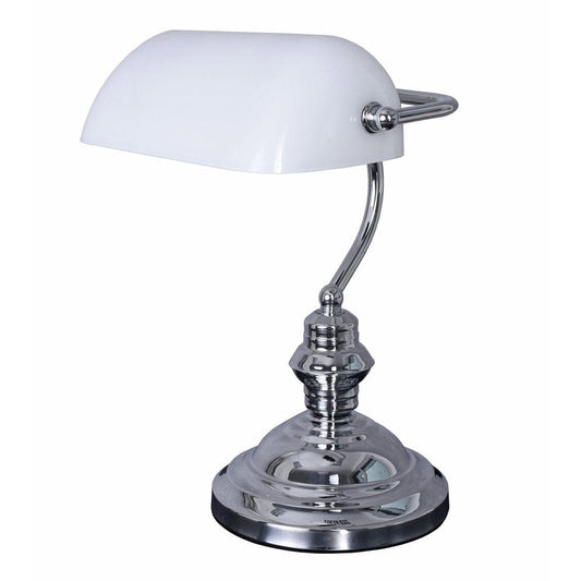 Schreibtischlampe Bankers Lamp Antik Stil Silber Weiss
