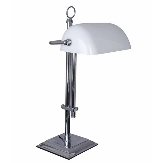 Bankerleuchte Schreibtischlampe Weiss & Silber
