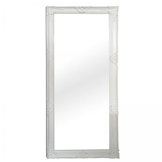 Wandspiegel Holz weiss 80x180cm mit Facettenschliff im Glas Antik Barock Stil