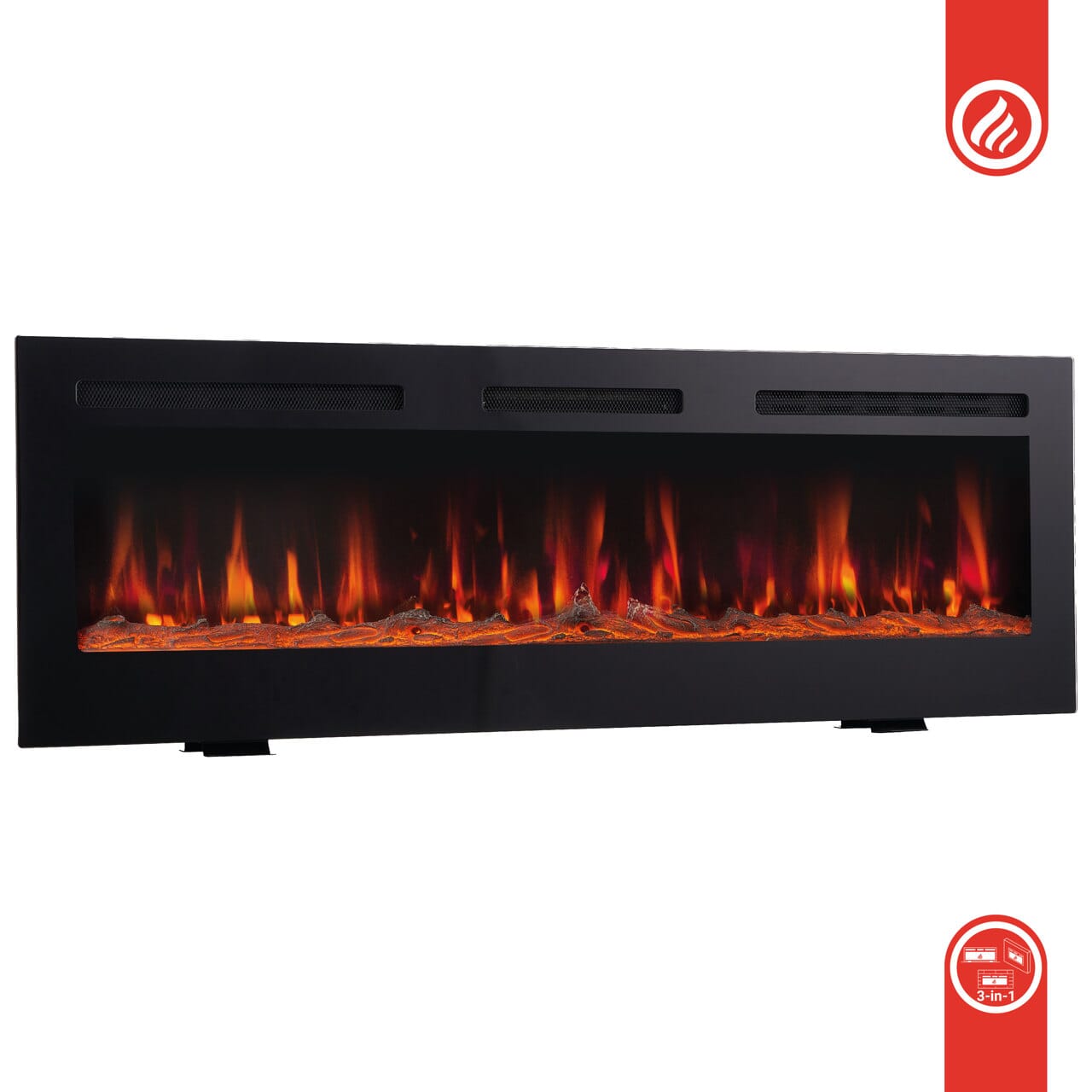 KAMINIO 3-in-1 Elektrokamin MARLON  mit Heizung, 3D-Flammeneffekt - 60 Zoll