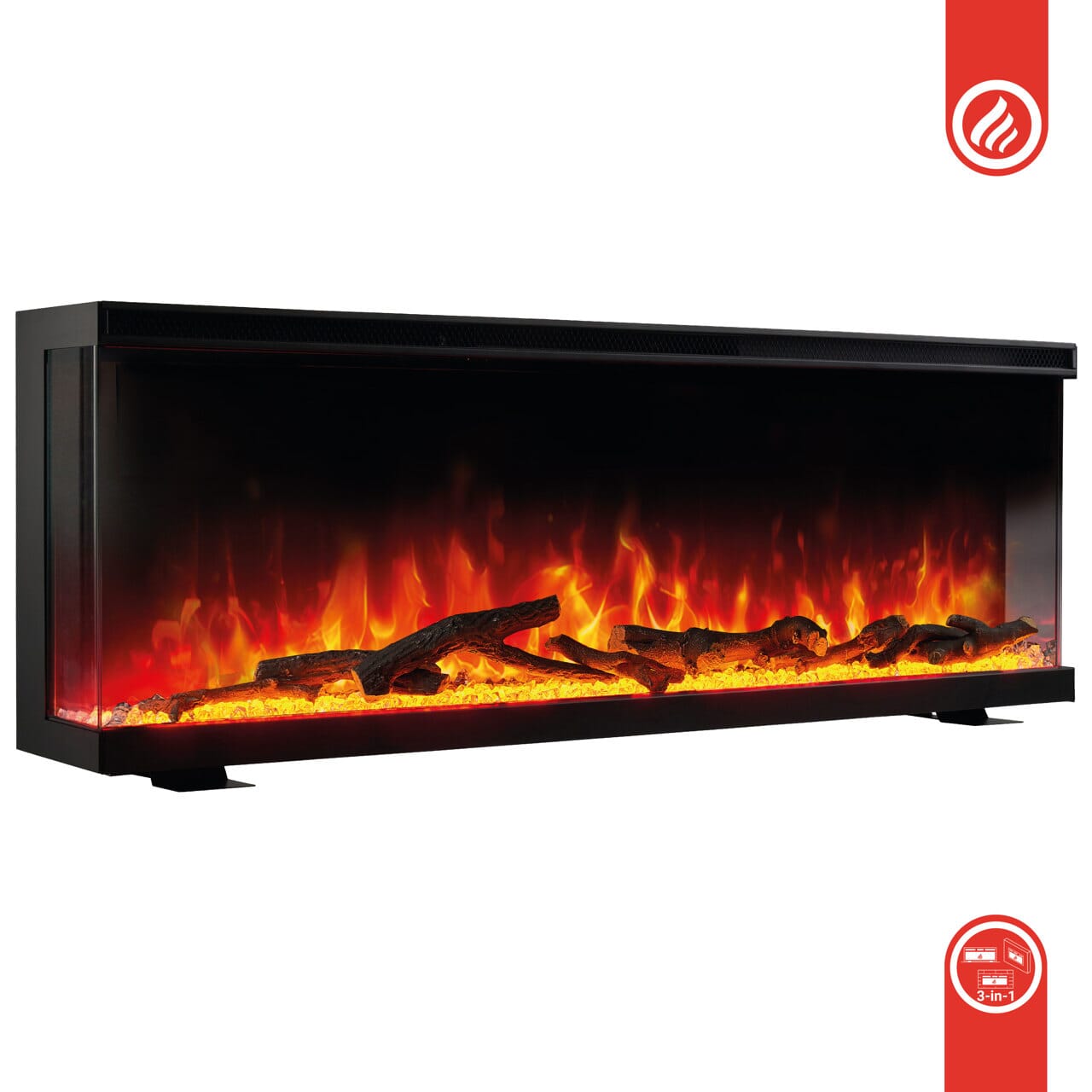 KAMINIO 3-in-1 Elektrokamin LEA - Panoramaview 50 Zoll Schwarz