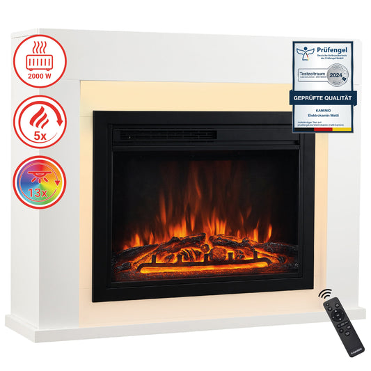 KAMINIO Elektrokamin MATTI  Heizung, 3D-Flammeneffekt Weiss