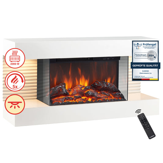 KAMINIO Elektrokamin LIZ - mit Heizung, 3D-Flammeneffekt Weiss