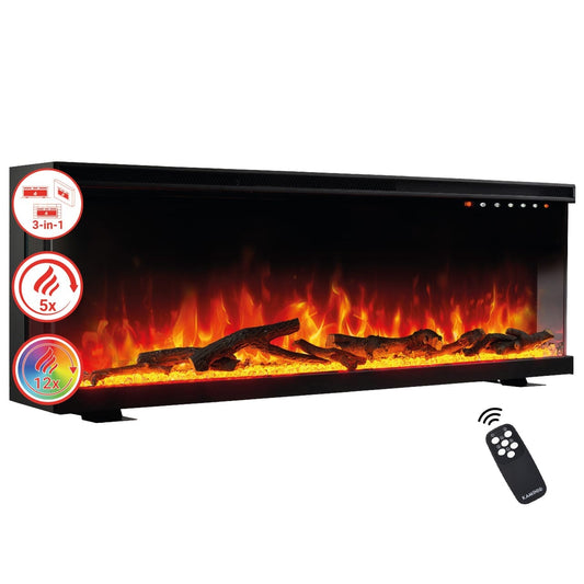 KAMINIO 3-in-1 Elektrokamin LEA - Panoramaview 50 Zoll Schwarz