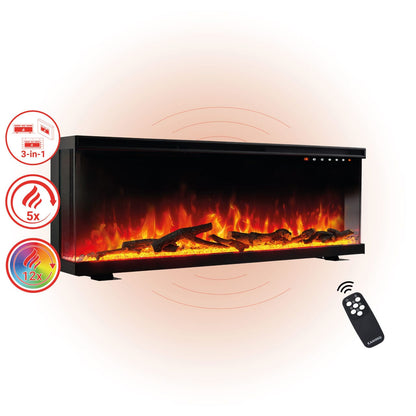 KAMINIO 3-in-1 Elektrokamin LEA - Panoramaview 50 Zoll Schwarz