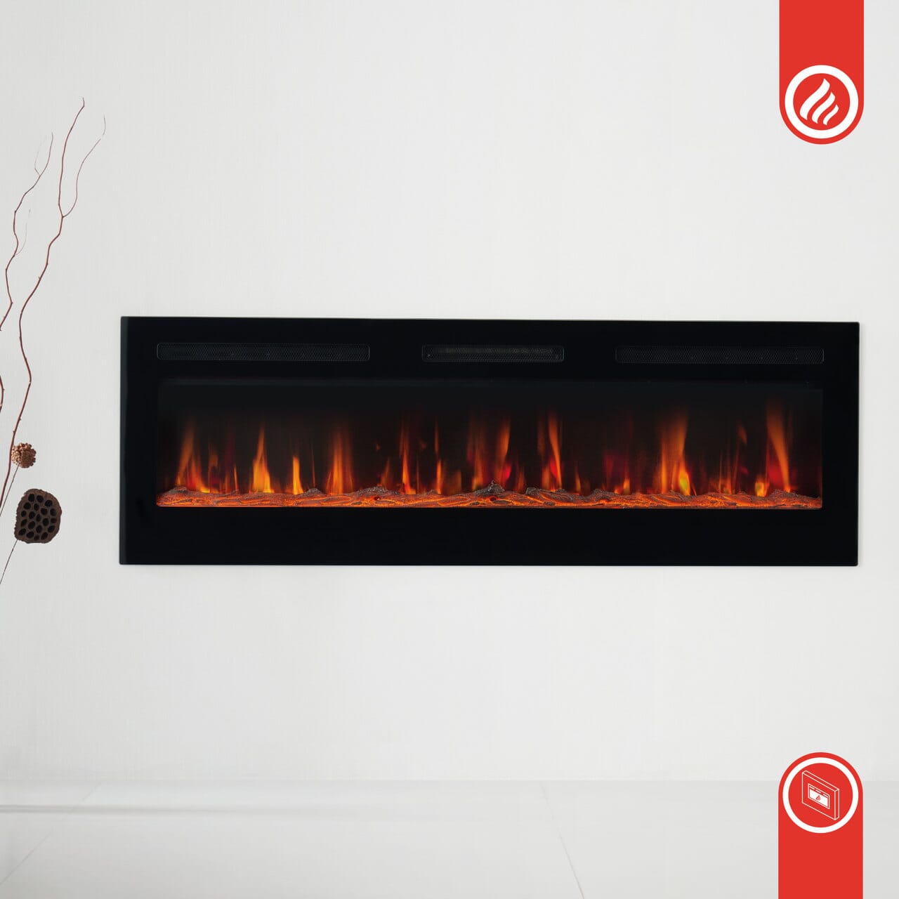 KAMINIO 3-in-1 Elektrokamin MARLON  mit Heizung, 3D-Flammeneffekt - 60 Zoll