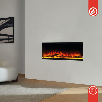 KAMINIO 3-in-1 Elektrokamin LEA - Panoramaview 50 Zoll Schwarz