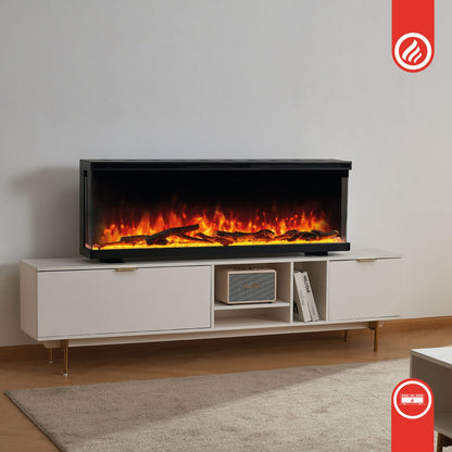 KAMINIO 3-in-1 Elektrokamin LEA - Panoramaview 50 Zoll Schwarz