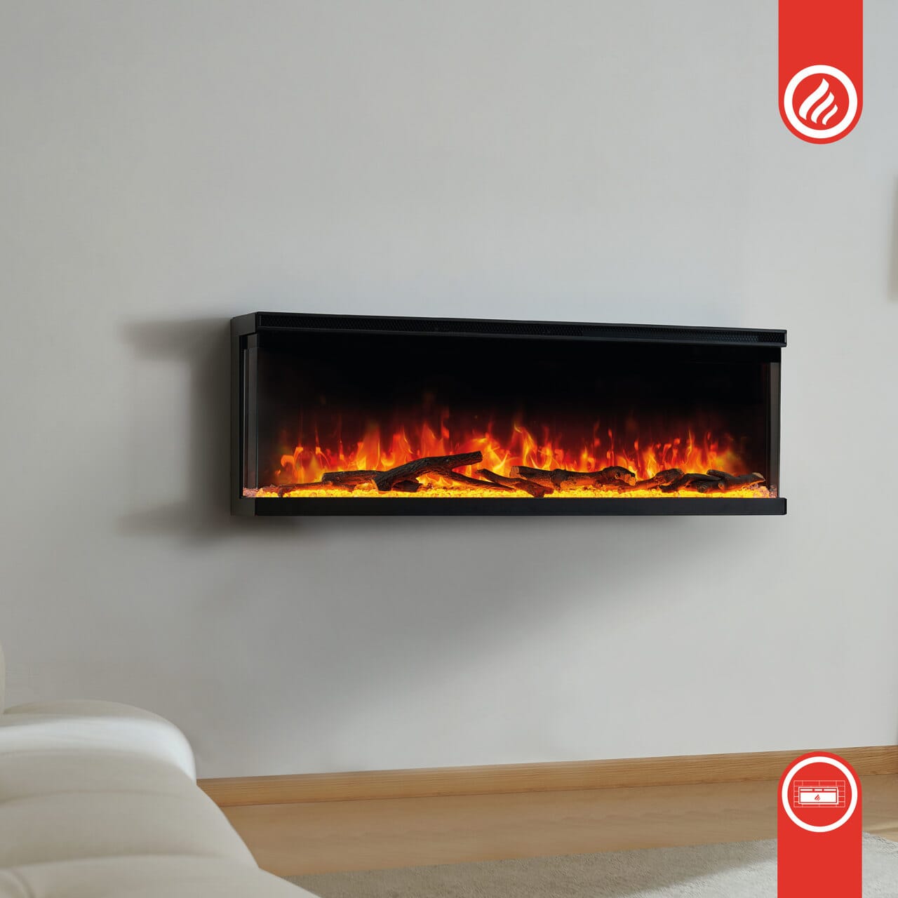KAMINIO 3-in-1 Elektrokamin LEA - Panoramaview 50 Zoll Schwarz