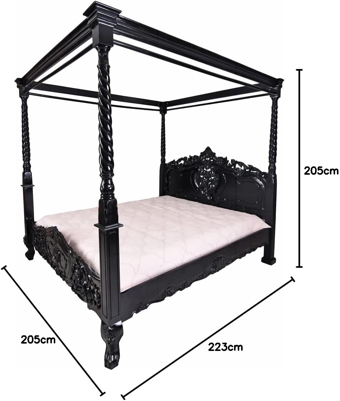 Ehebett Mahagoni Himmelbett Schwarz Doppelbett 180x200cm