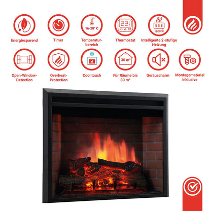 Kamineinsatz/Einbaukamin Luca 30 Zoll 900/1800 Watt Schwarz