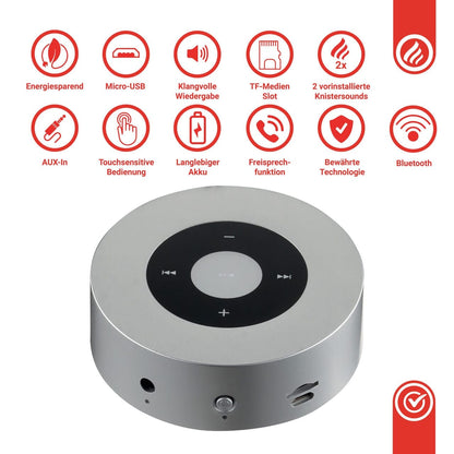 KAMINIO Knister Lautsprecher MORITZ - Soundbox Bluetooth Silber