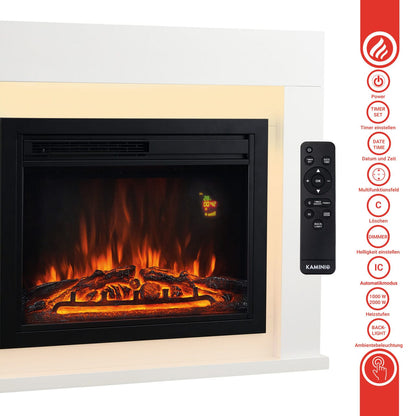 KAMINIO Elektrokamin MATTI  Heizung, 3D-Flammeneffekt Weiss