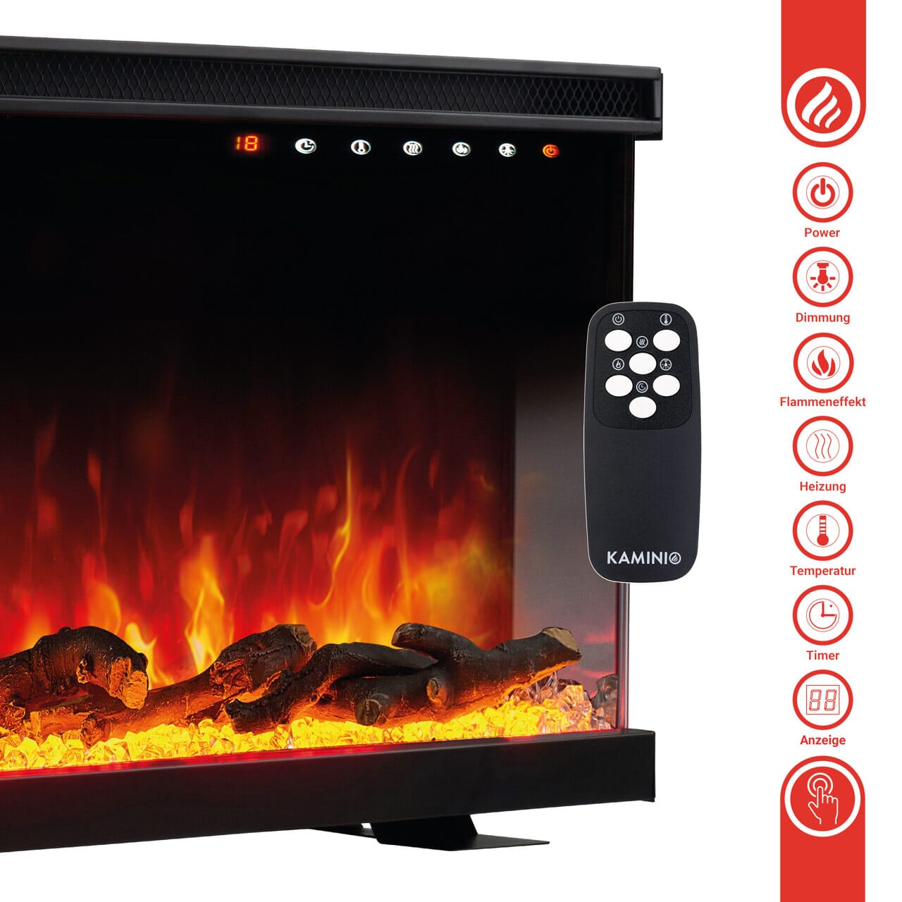 KAMINIO 3-in-1 Elektrokamin LEA - Panoramaview 36 Zoll Schwarz