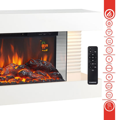 KAMINIO Elektrokamin LIZ - mit Heizung, 3D-Flammeneffekt Weiss
