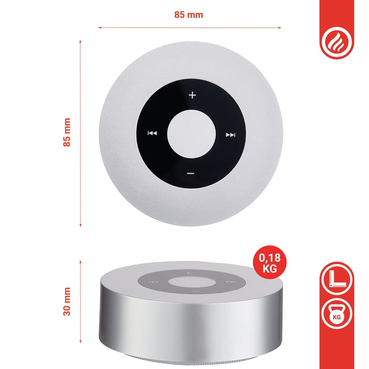 KAMINIO Knister Lautsprecher MORITZ - Soundbox Bluetooth Silber