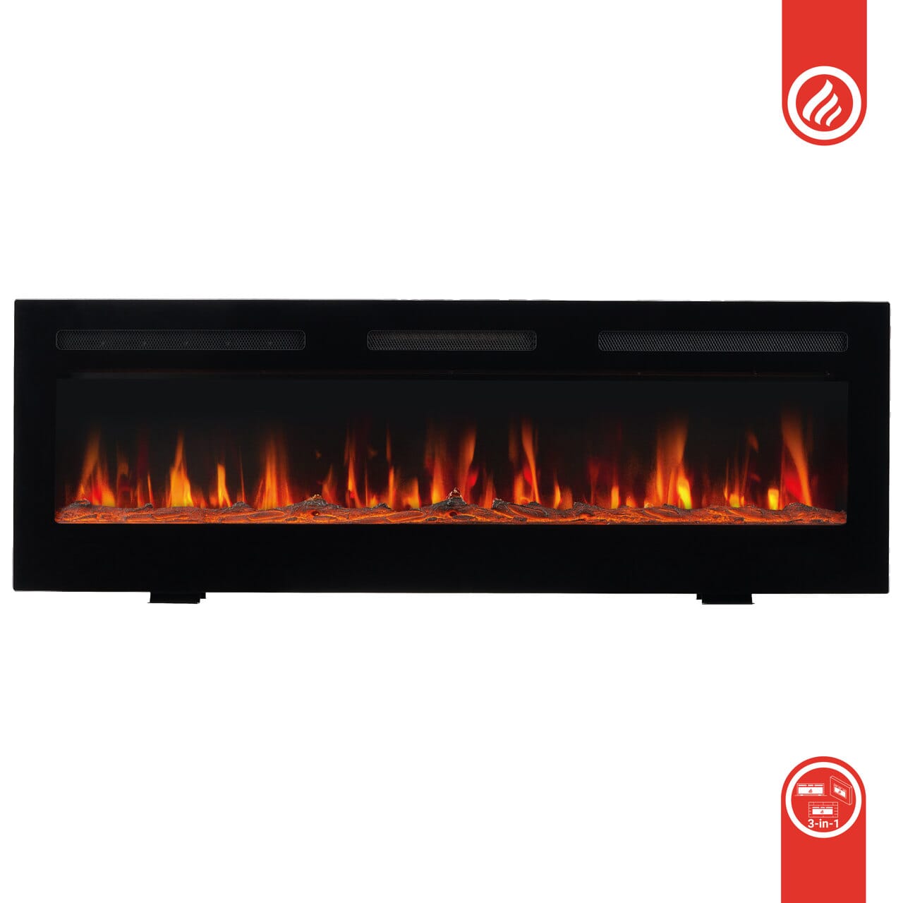 KAMINIO 3-in-1 Elektrokamin MARLON  mit Heizung, 3D-Flammeneffekt - 60 Zoll