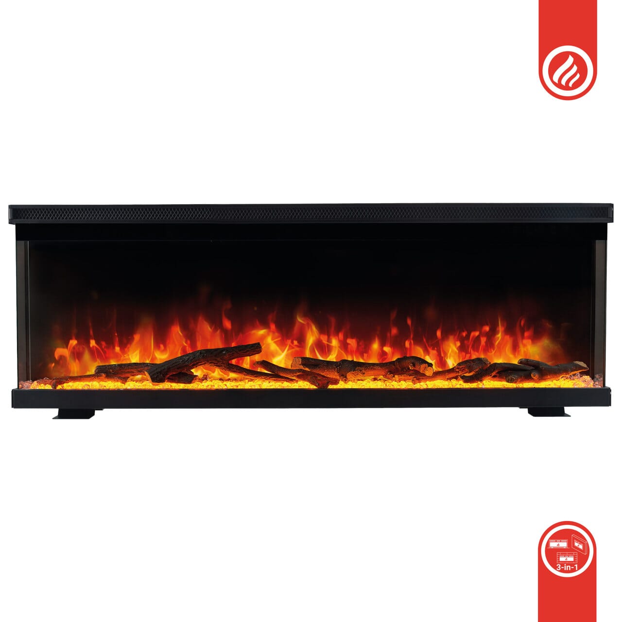 KAMINIO 3-in-1 Elektrokamin LEA - Panoramaview 50 Zoll Schwarz