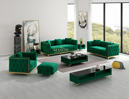 Designer 3er Sofa Set Claire Gold Gestell aus Samt