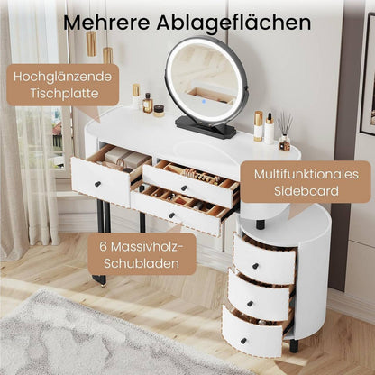 Schminktisch mit LED und Spiegel Weiss